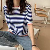 Short Sleeve Blue Stripes Shirts
